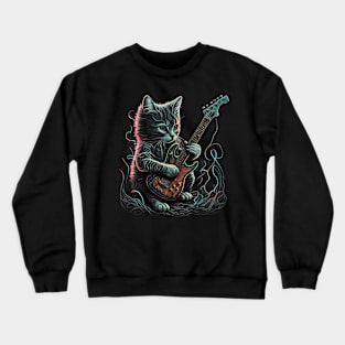 Cat playing guitar Crewneck Sweatshirt